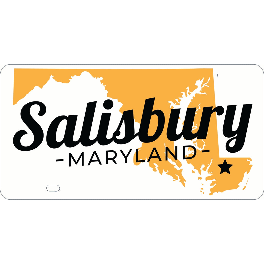 Salisbury Maryland State Shape Design Souvenir Mini Metal License Plate 4.75 x 2.25 inch Image 1