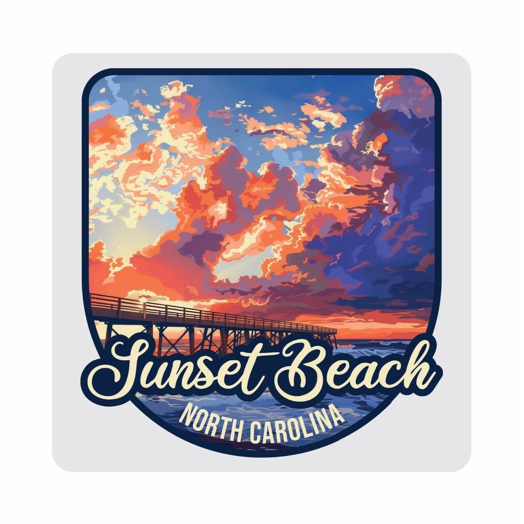 Sunset Beach North Carolina Sunset Pier Design Souvenir 4x4-Inch Coaster Acrylic 4 Pack Image 1