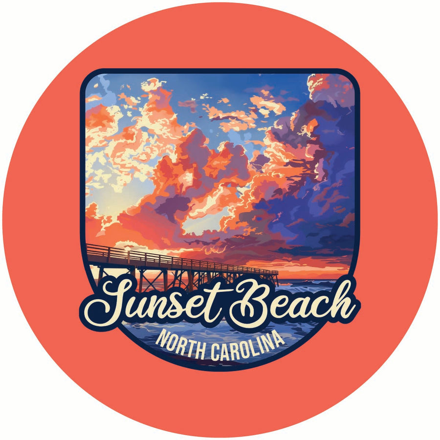 Sunset Beach North Carolina Sunset Pier Design Souvenir Coaster Paper 4 Pack Image 1