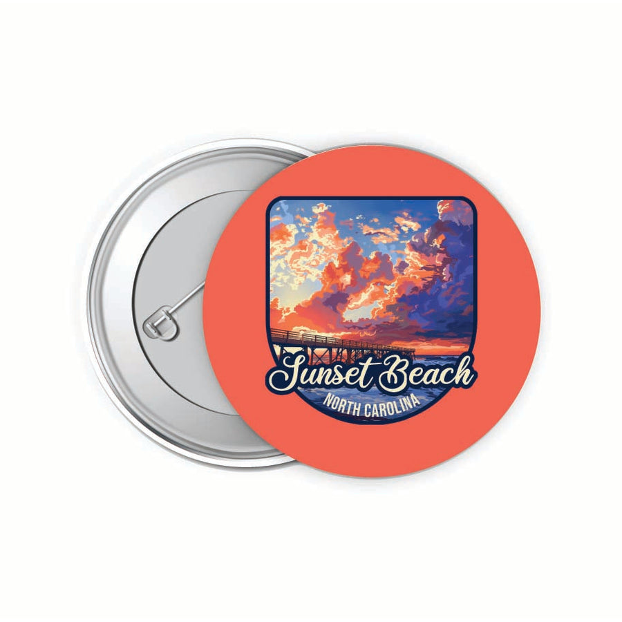 Sunset Beach North Carolina Sunset Pier Design Souvenir Small 2-Inch Button Pin 4 Pack Image 1