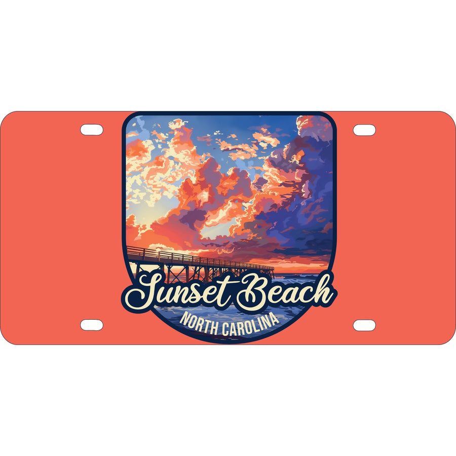 Sunset Beach North Carolina Sunset Pier Design Souvenir Mini Metal License Plate 4.75 x 2.25 inch Image 1