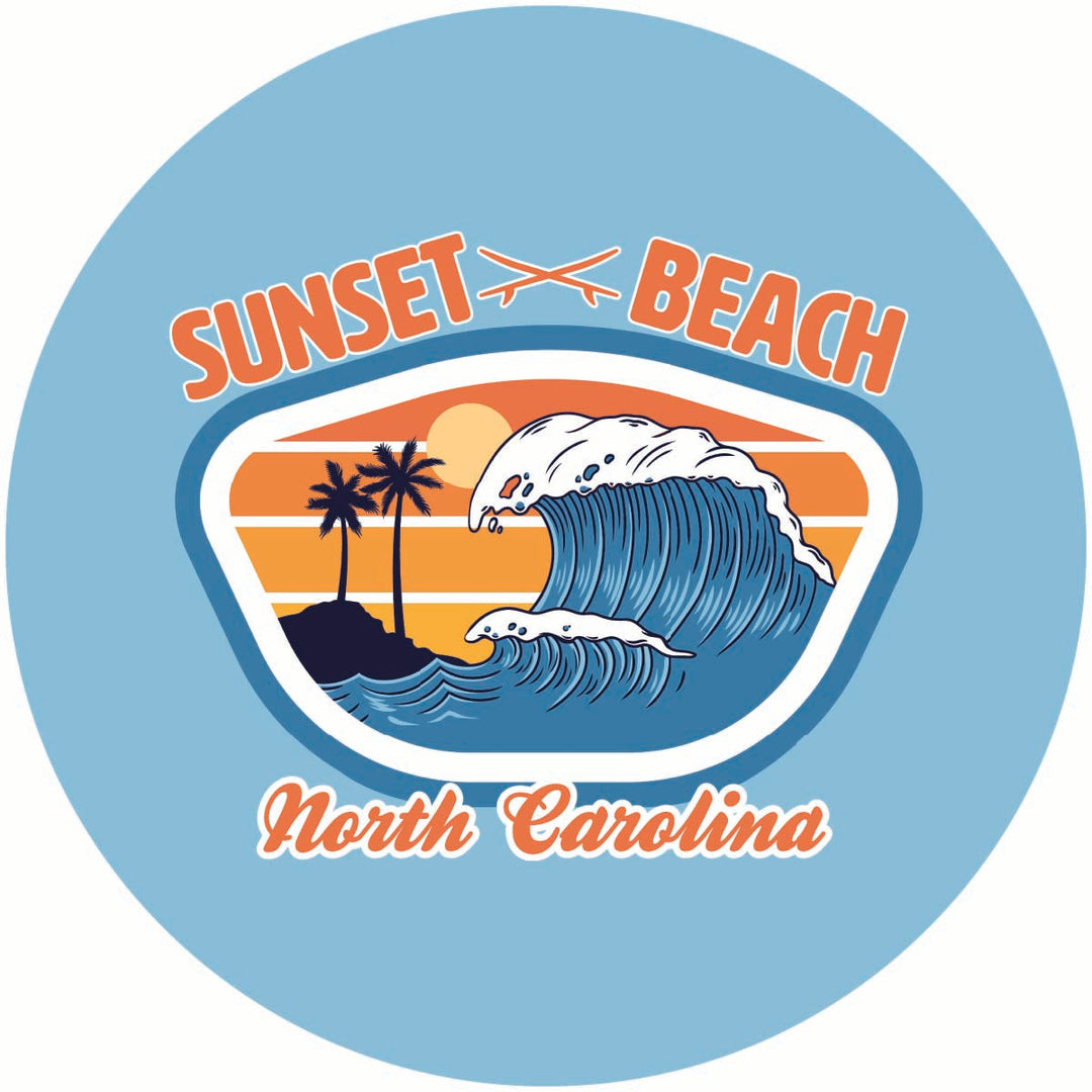 Sunset Beach North Carolina Surf Wave Design Souvenir Coaster Paper 4 Pack Image 1