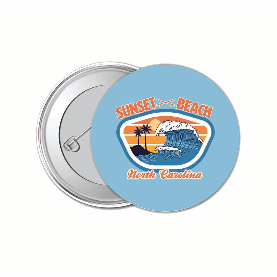 Sunset Beach North Carolina Surf Wave Design Souvenir Small 1-Inch Button Pin 4 Pack Image 1