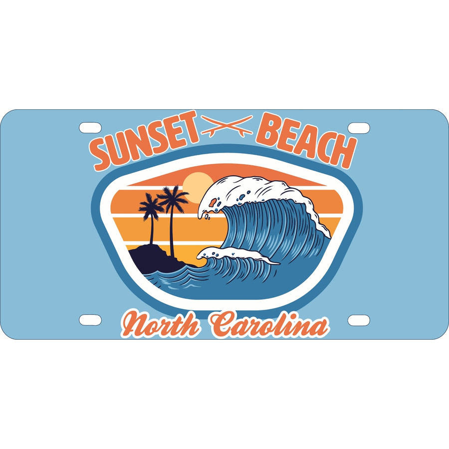 Sunset Beach North Carolina Surf Wave Design Souvenir Metal License Plate Image 1