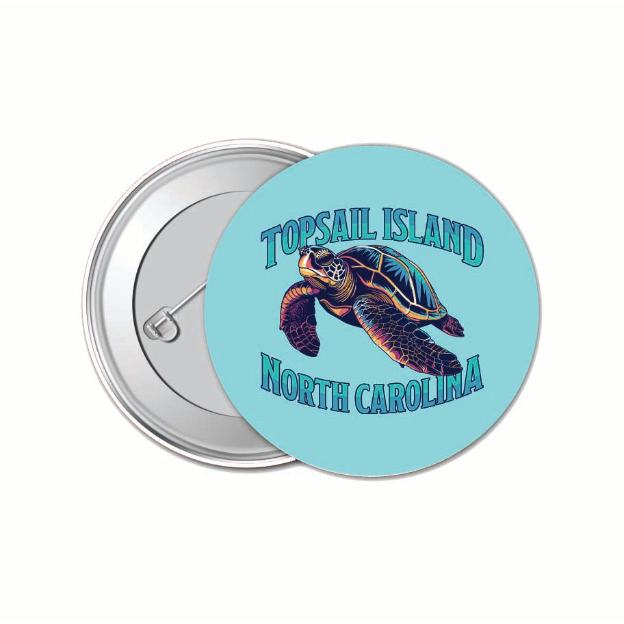 Topsail Island North Carolina Colorful Turtle Design Souvenir Small 1-Inch Button Pin 4 Pack Image 1