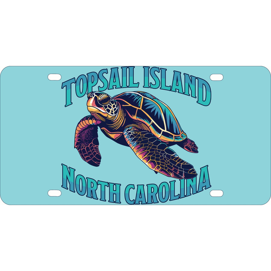 Topsail Island North Carolina Colorful Turtle Design Souvenir Mini Metal License Plate 4.75 x 2.25 inch Image 1