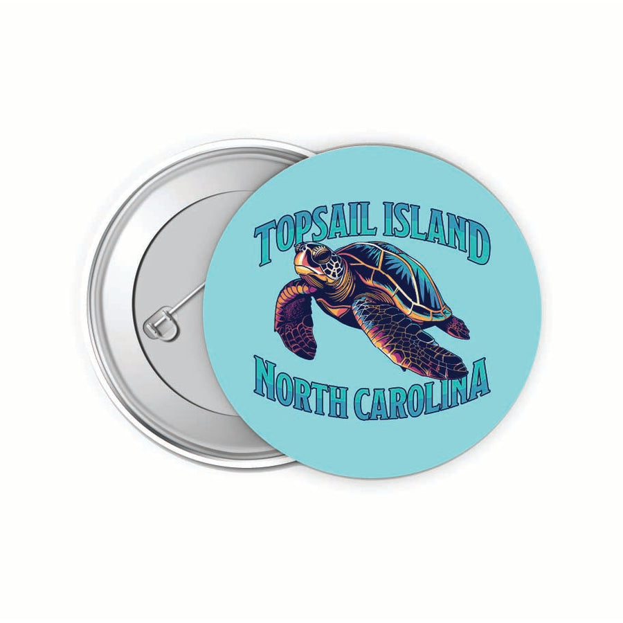 Topsail Island North Carolina Colorful Turtle Design Souvenir Small 2-Inch Button Pin 4 Pack Image 1