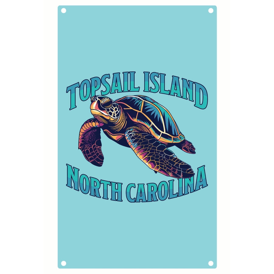 Topsail Island North Carolina Colorful Turtle Design Souvenir Metal Sign 9 x 15 Image 1