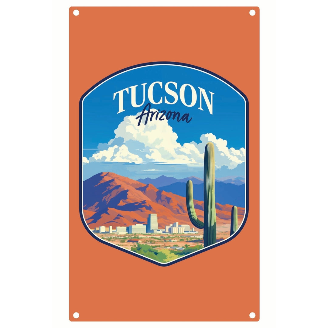 Tucson Arizona Desert Mountains Design Souvenir Metal Sign 9 x 15 Image 1