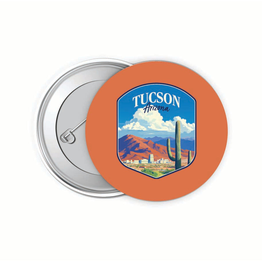 Tucson Arizona Desert Mountains Design Souvenir Small 2-Inch Button Pin 4 Pack Image 1