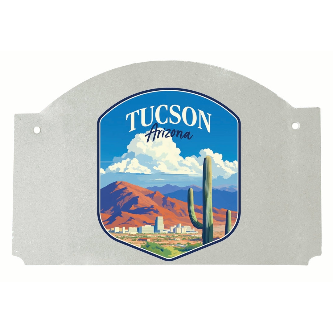 Tucson Arizona Desert Mountains Design Souvenir Wood sign flat with string Image 1