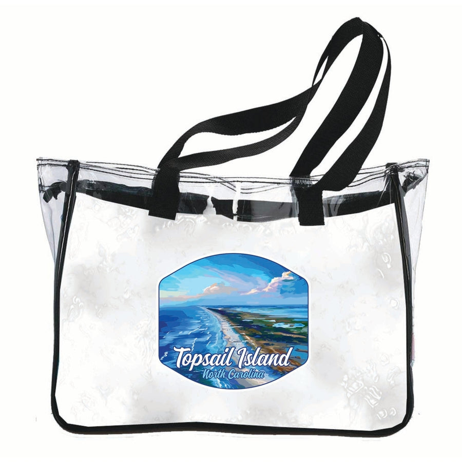 Topsail Island North Carolina Aerial View Design Souvenir Clear Tote Bag Image 1