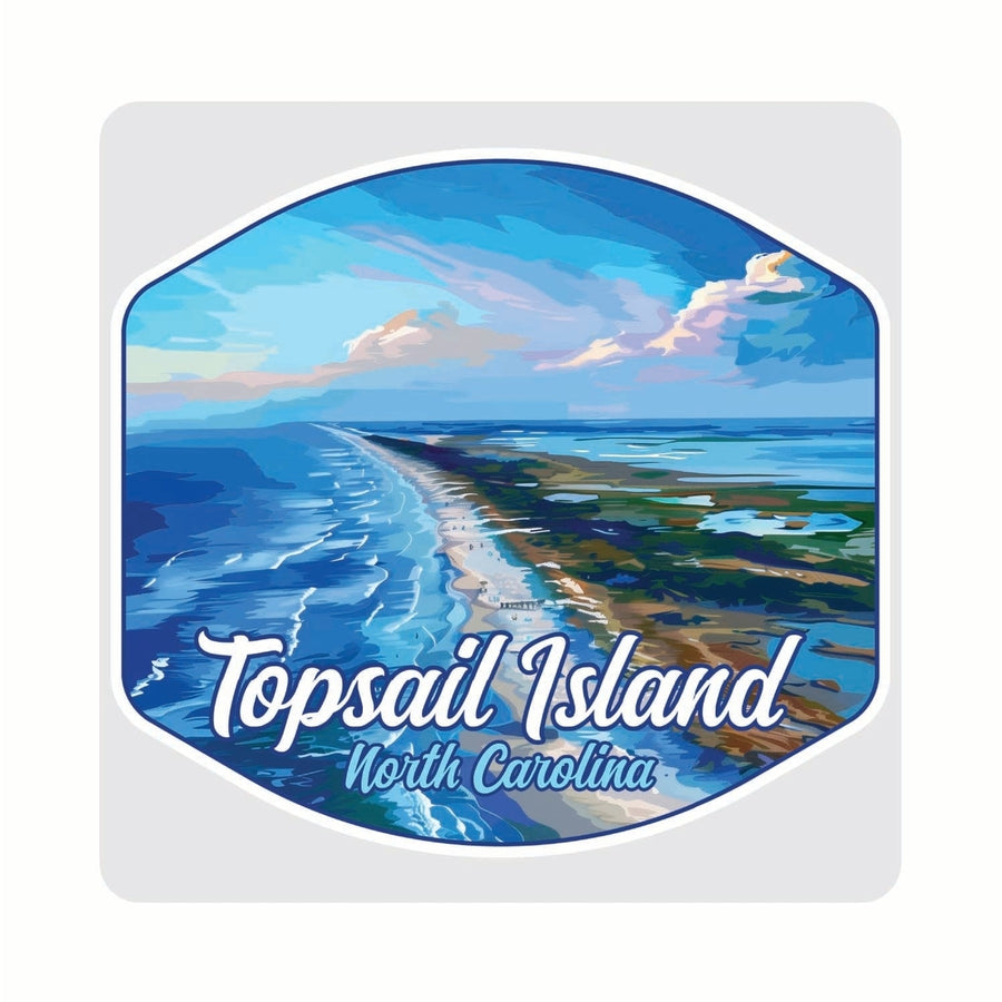 Topsail Island North Carolina Aerial View Design Souvenir 4x4-Inch Coaster Acrylic 4 Pack Image 1