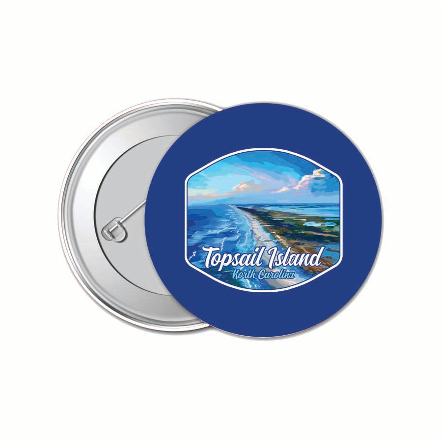 Topsail Island North Carolina Aerial View Design Souvenir Small 1-Inch Button Pin 4 Pack Image 1