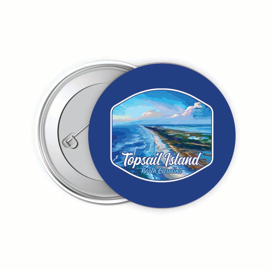 Topsail Island North Carolina Aerial View Design Souvenir Small 2-Inch Button Pin 4 Pack Image 1