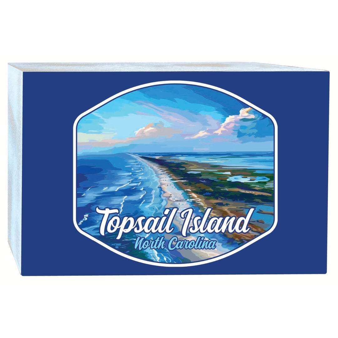 Topsail Island North Carolina Aerial View Design Souvenir Wood sign with frame 5x7 Image 1