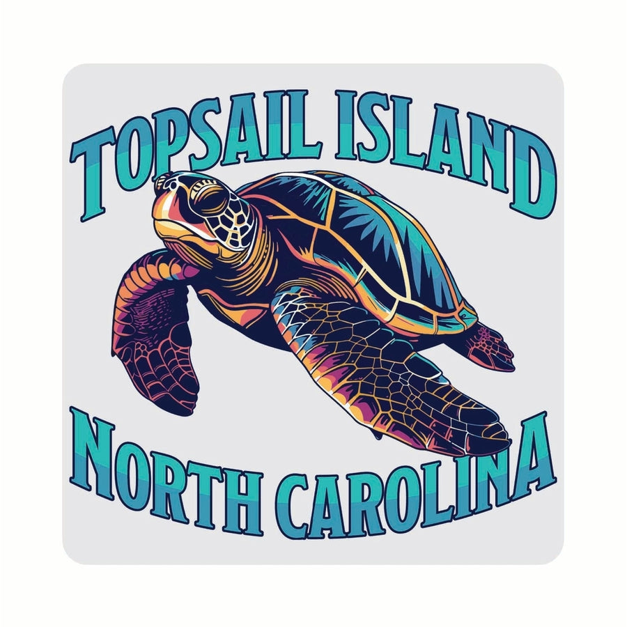 Topsail Island North Carolina Colorful Turtle Design Souvenir 4x4-Inch Coaster Acrylic 4 Pack Image 1