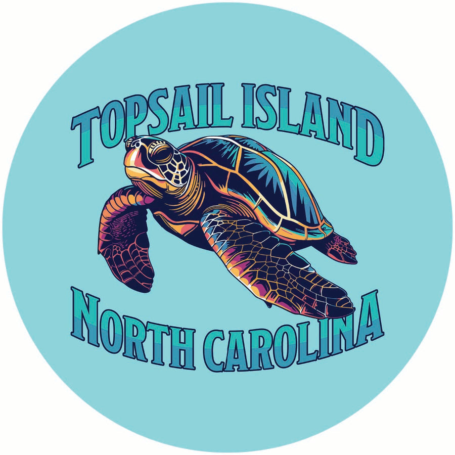 Topsail Island North Carolina Colorful Turtle Design Souvenir Coaster Paper 4 Pack Image 1