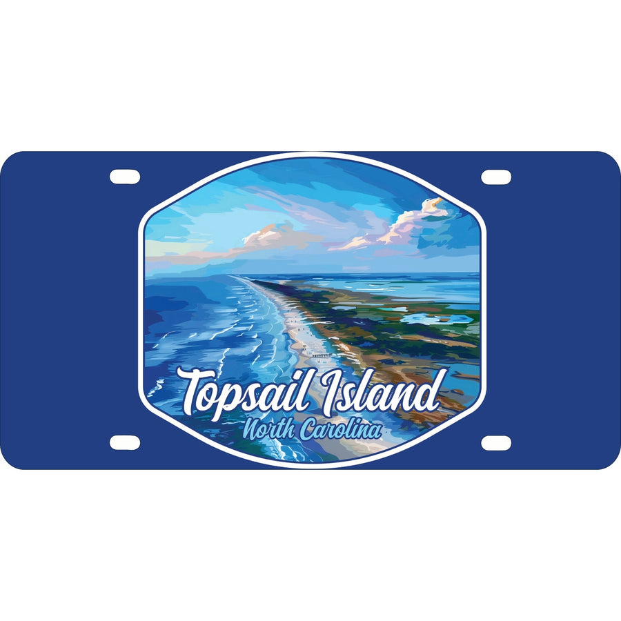 Topsail Island North Carolina Aerial View Design Souvenir Metal License Plate Image 1