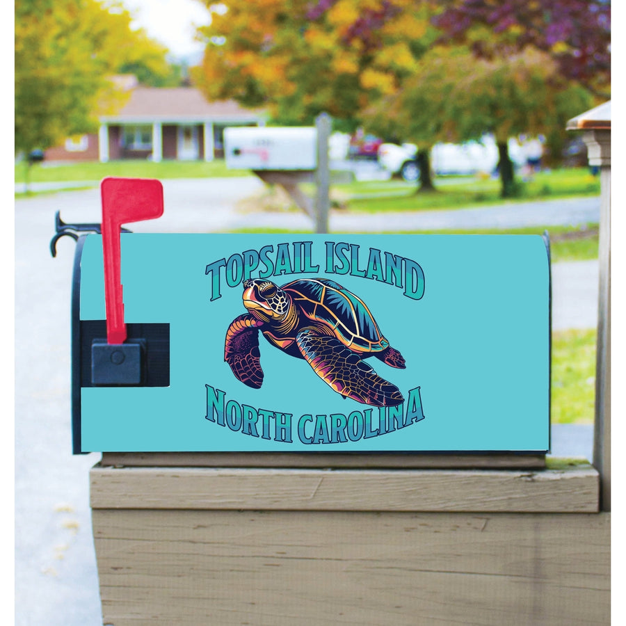 Topsail Island North Carolina Colorful Turtle Design Souvenir Magnetic Mailbox Cover Image 1