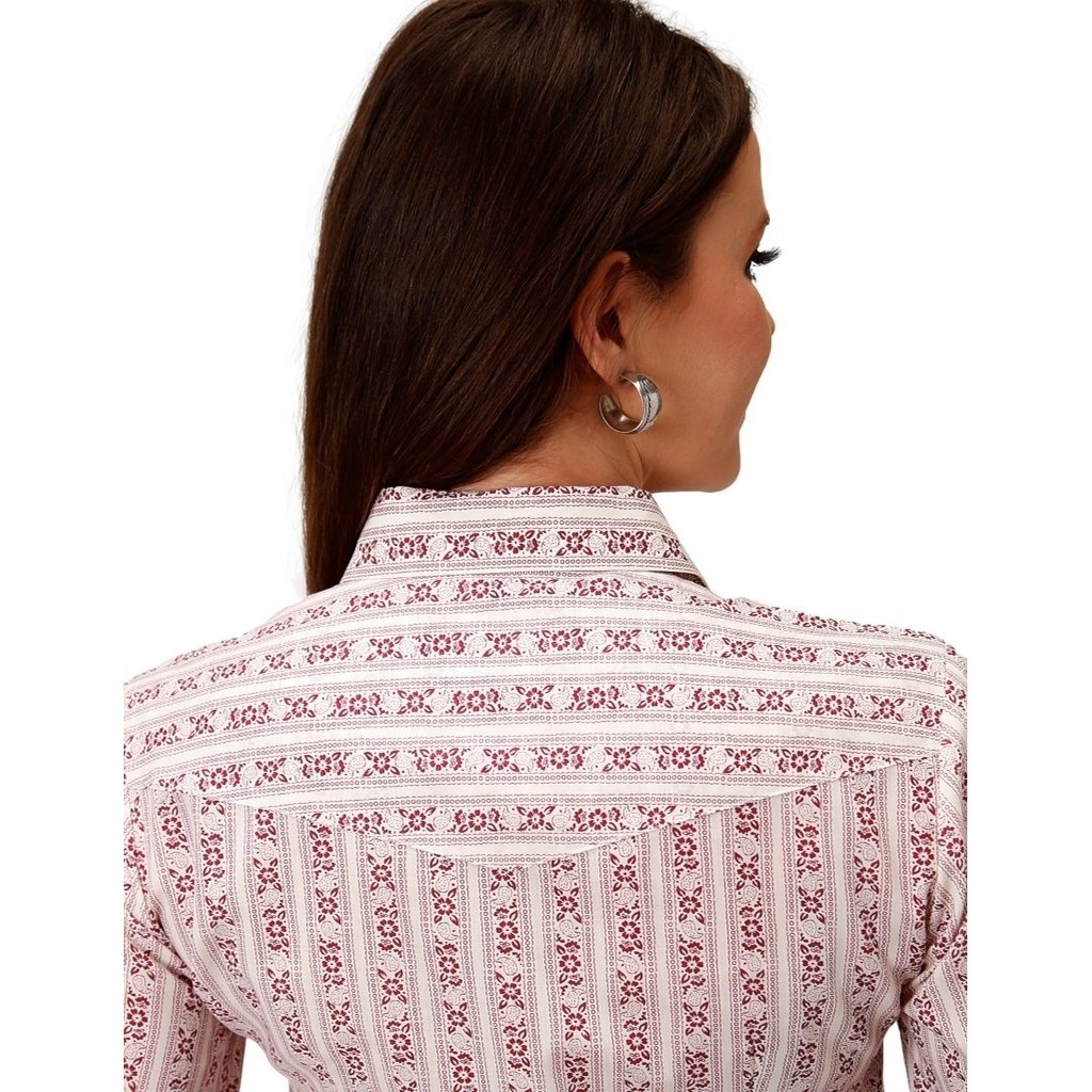 Roper Western Shirt Womens L/S Wallpaper Wine 01-050-0019-0100 WI Image 2