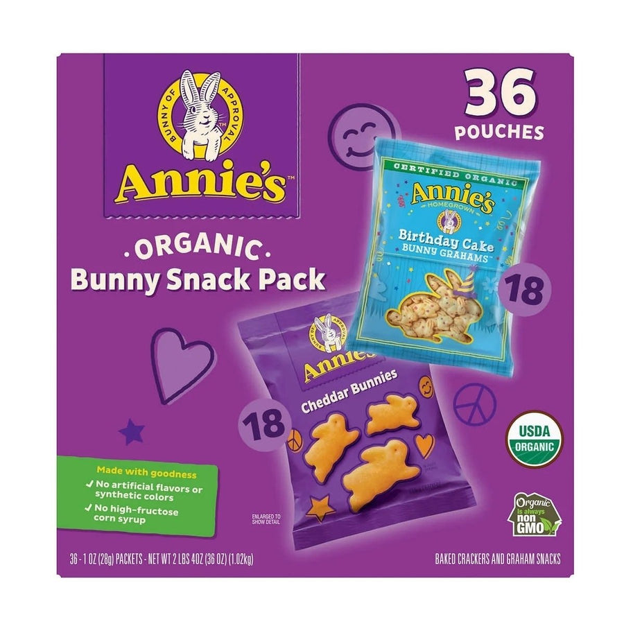 Annies Organic Bunny Snack Pack Baked Crackers and Graham Snacks1.07 Oz (36 Ct) Image 1