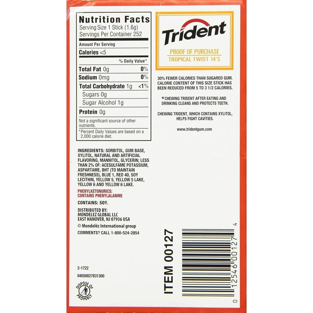 Trident Tropical Twist Sugar-Free Gum (15 Pack) Image 4