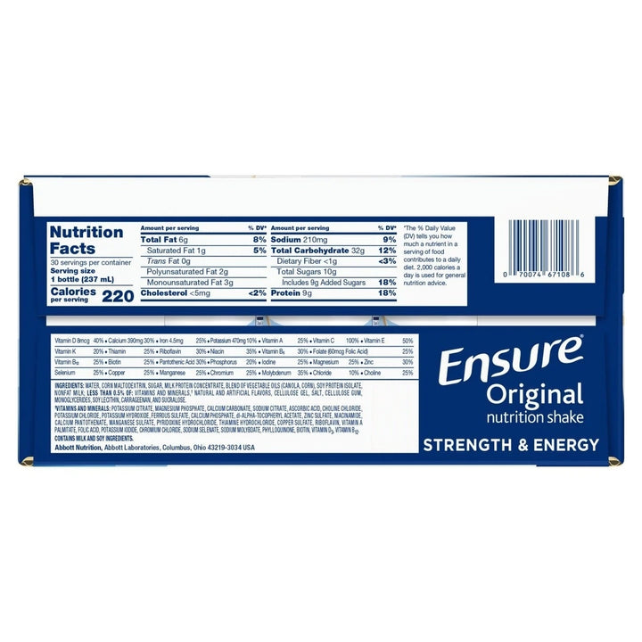 Ensure Original Nutrition Shake Vanilla 8 Fluid Ounce (30 Count) Image 2