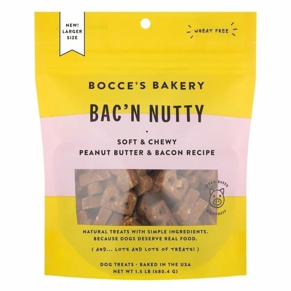 Bocces Bakery Bacn Nutty Peanut Butter and Bacon Recipe Dog Treats 1.5 Pounds Image 1