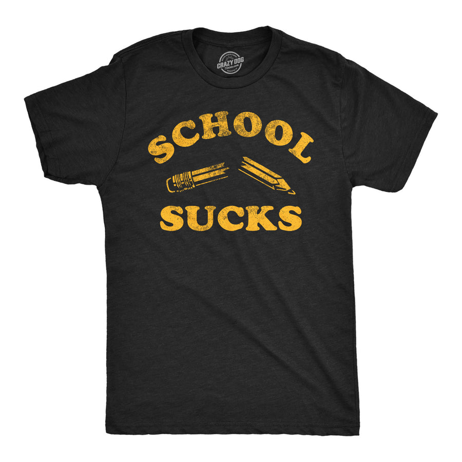 Mens Funny T Shirts School Sucks Sarcastic Graphic Tee For Men Image 1