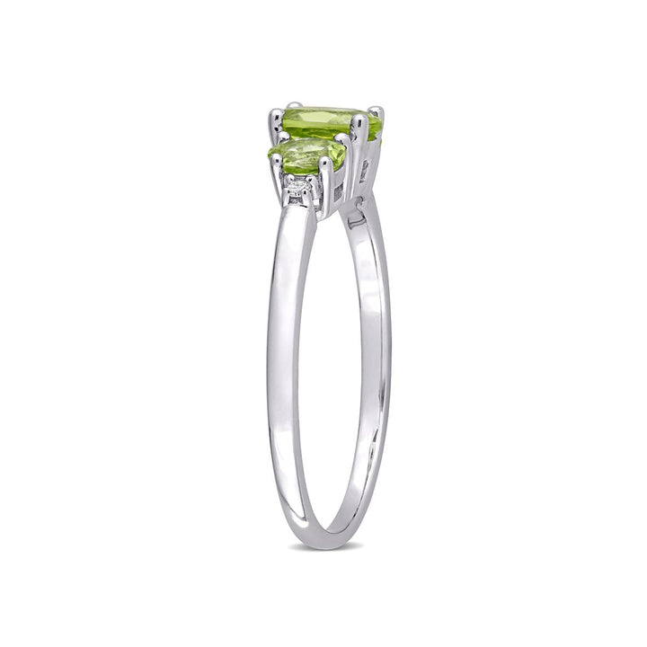 4/5 Carat (cw) Three-Stone Peridot Ring in 10K White Gold Image 2