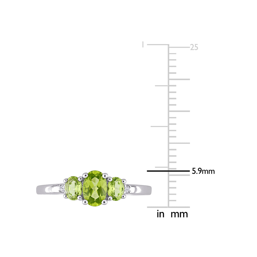 4/5 Carat (cw) Three-Stone Peridot Ring in 10K White Gold Image 3