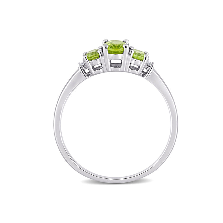 4/5 Carat (cw) Three-Stone Peridot Ring in 10K White Gold Image 4