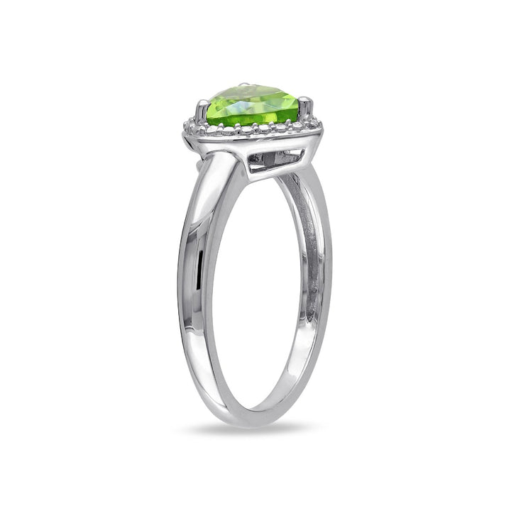 1.30 Carat (ctw) Peridot Heart Promise Ring in Sterling Silver Image 2