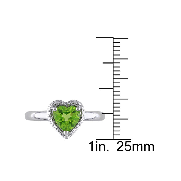 1.30 Carat (ctw) Peridot Heart Promise Ring in Sterling Silver Image 3