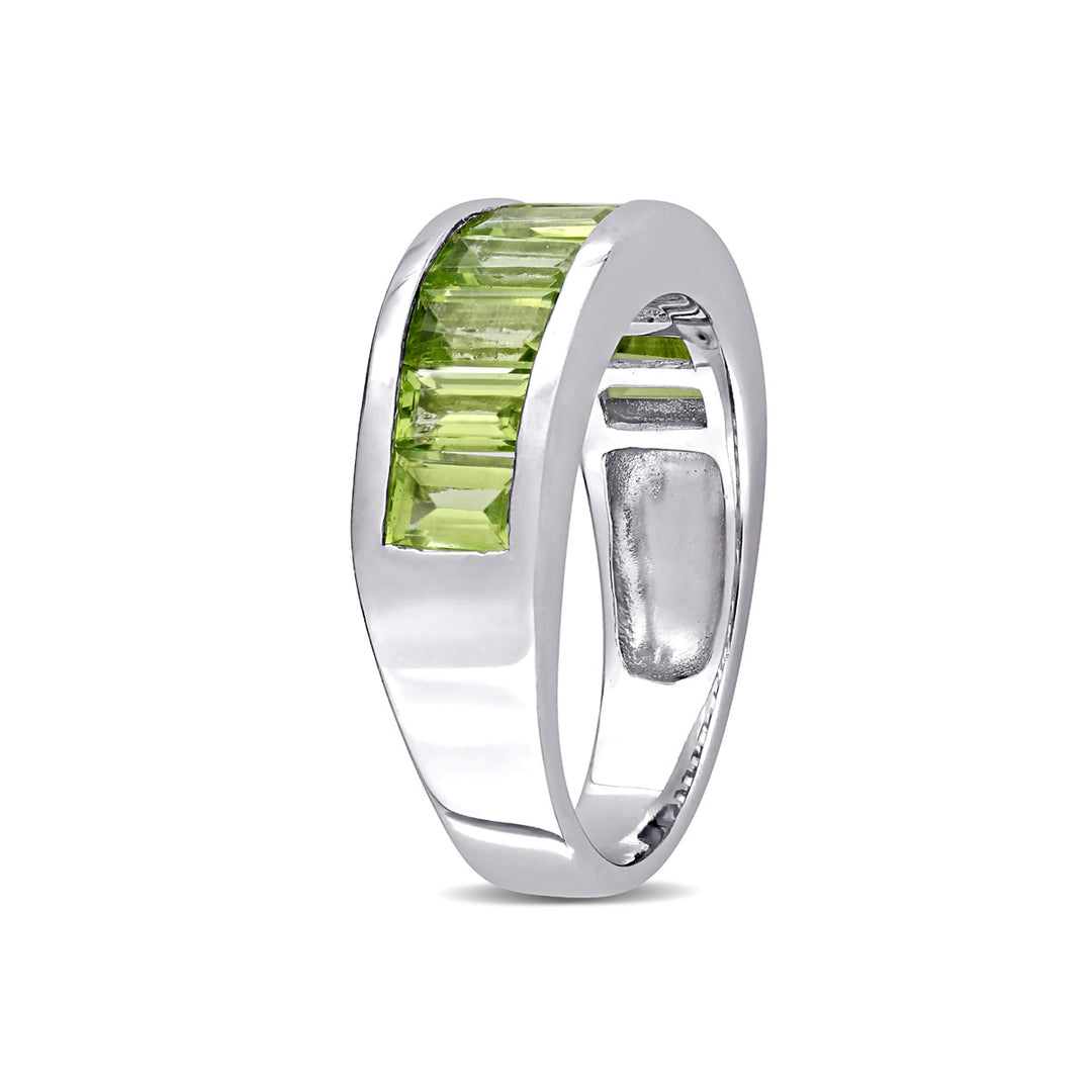 2.70 Carat (ctw) Peridot Baguette Band Ring in Sterling Silver Image 2