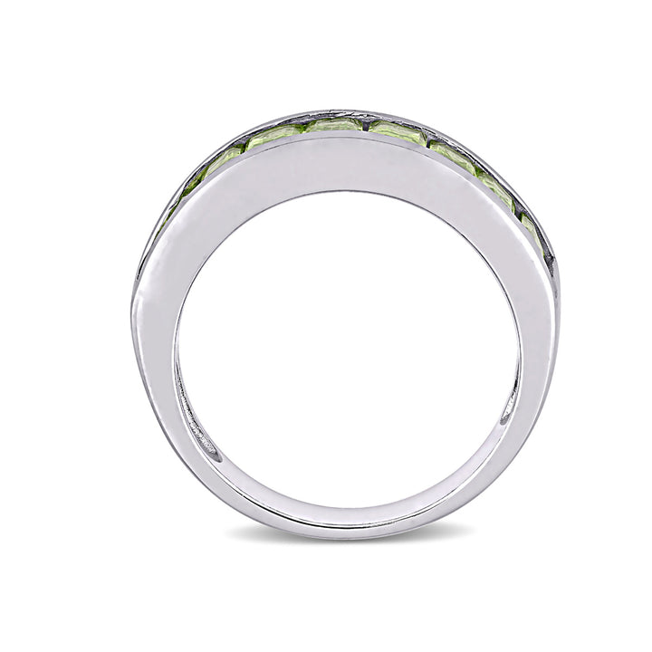 2.70 Carat (ctw) Peridot Baguette Band Ring in Sterling Silver Image 4