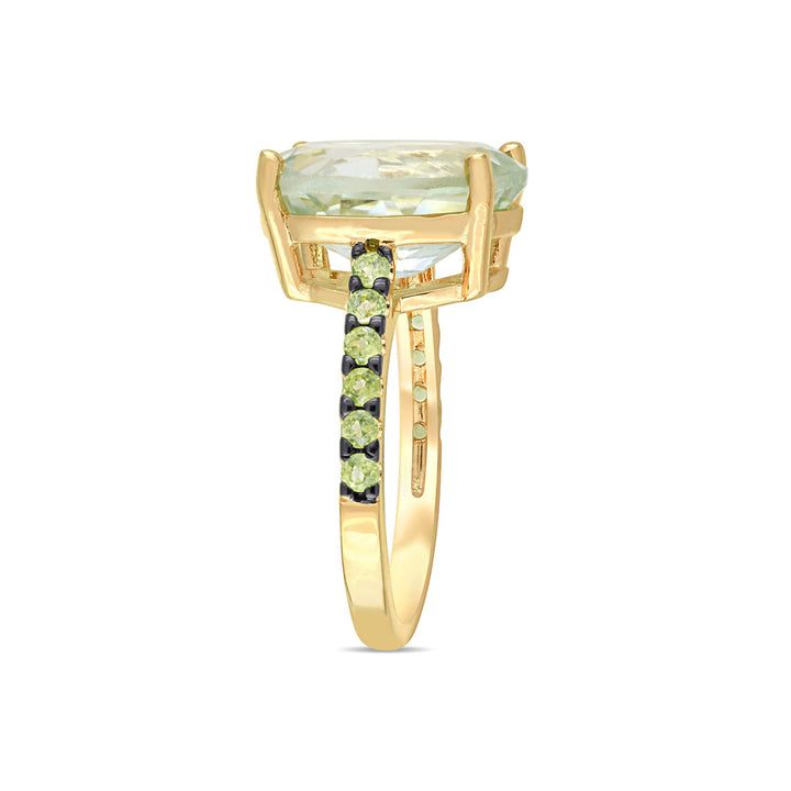 7.98 Carat (ctw) Green Quartz and Peridot Ring in Yellow Sterling Silver Image 2