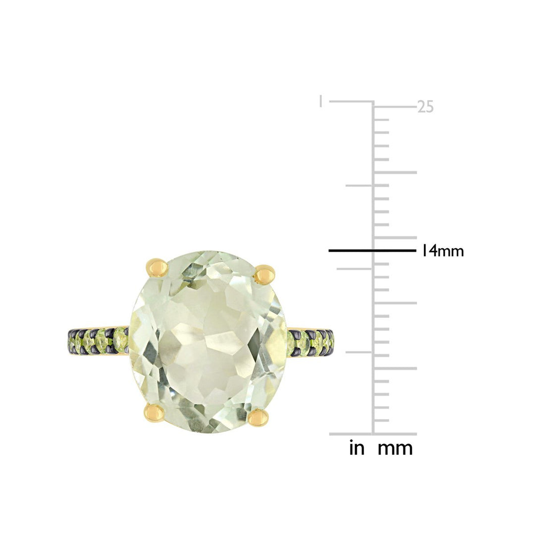 7.98 Carat (ctw) Green Quartz and Peridot Ring in Yellow Sterling Silver Image 3