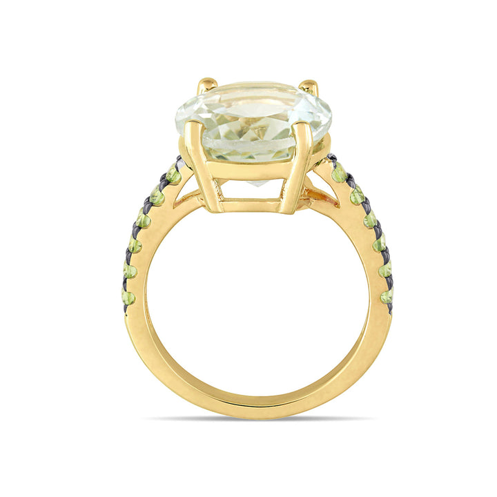 7.98 Carat (ctw) Green Quartz and Peridot Ring in Yellow Sterling Silver Image 4