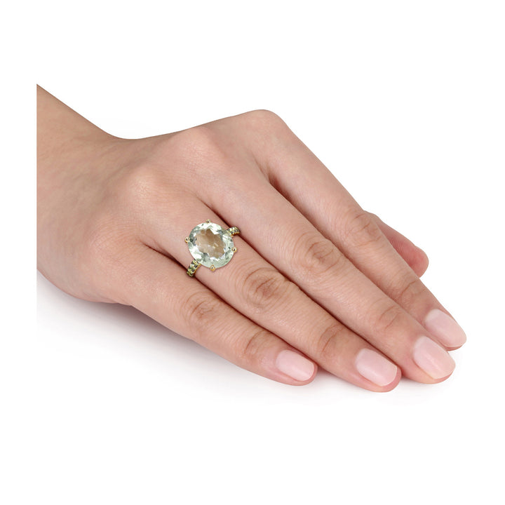 7.98 Carat (ctw) Green Quartz and Peridot Ring in Yellow Sterling Silver Image 4