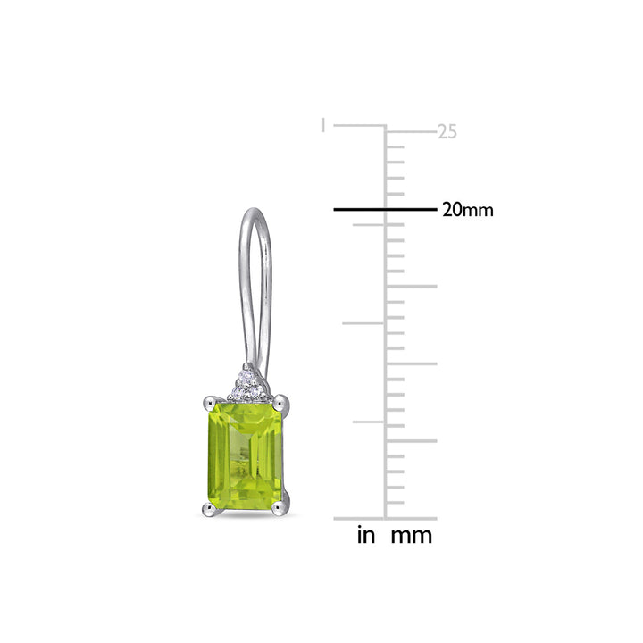 2.00 Carat (ctw) Emerald-Cut Peridot Dangle Earrings in Sterling Silver Image 3