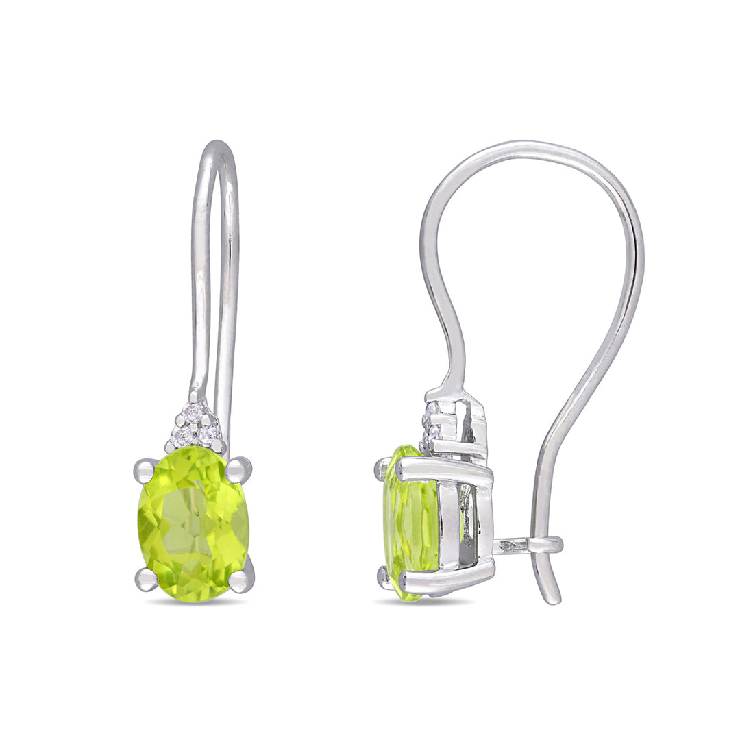 1.64 Carat (ctw) Peridot Dangle Earrings in Sterling Silver Image 1