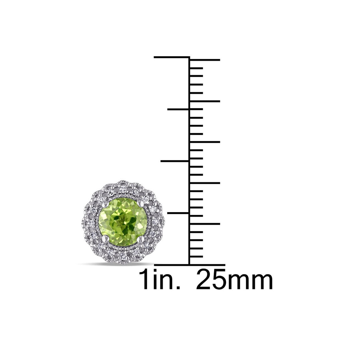 1.84 Carat (ctw) Peridot Halo Earrings in Sterling Silver with Accent Diamonds Image 3