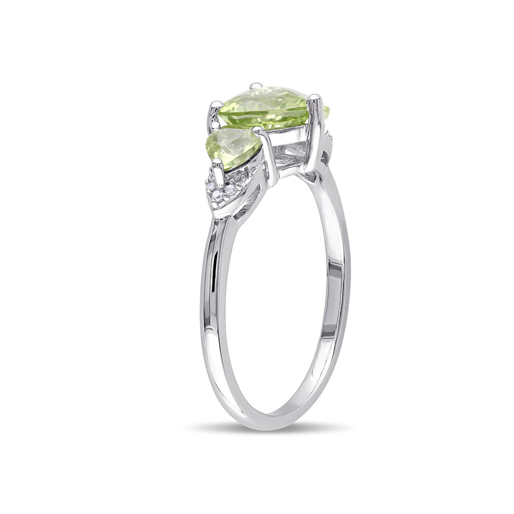 1.89 Carat (ctw) Three Stone Peridot Heart Ring in Sterling Silver Image 2