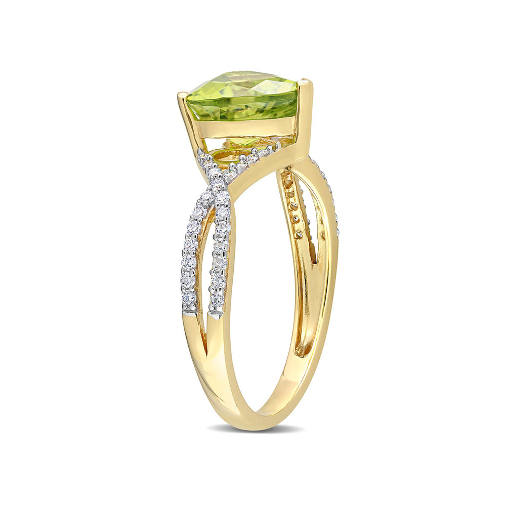 4/5 Carat (cw) Peridot Promise Heart Ring in 14K Yellow Gold with Diamonds Image 2