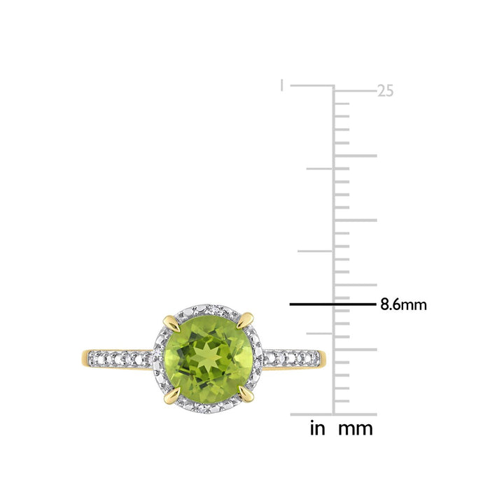 1 1/2 Carat (cw) Peridot Halo Ring in 10K Yellow Gold with Accent Diamonds Image 4