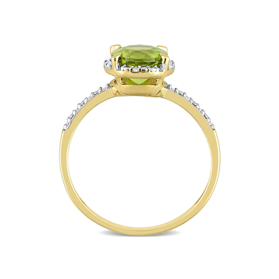 1 1/2 Carat (cw) Peridot Halo Ring in 10K Yellow Gold with Accent Diamonds Image 4