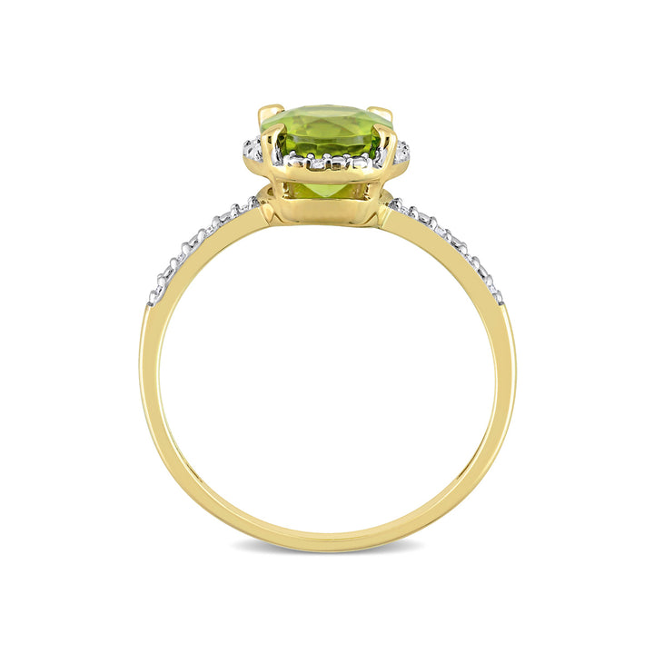 1 1/2 Carat (cw) Peridot Halo Ring in 10K Yellow Gold with Accent Diamonds Image 4