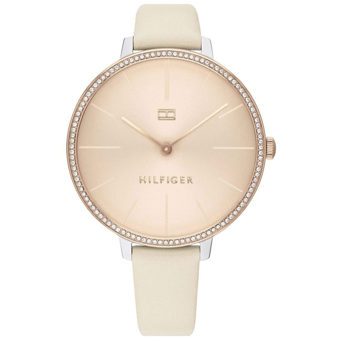 Tommy Hilfiger Womens Kelly Watch Rose Gold Dial Leather Strap 1782111 Image 1